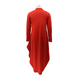 Letter Printed Casual Long Sleeve Plus Size Dresses HANI-197