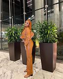 PU Leather Zipper Short Jacket and Pants Set ORY-5218