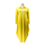 Letter Printed Casual Long Sleeve Plus Size Dresses HANI-197