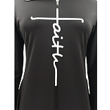 Letter Printed Casual Long Sleeve Plus Size Dresses HANI-197