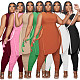 Solid Sleeveless Split Irregular Tops Plus Size Pants Set QY-5267