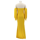 Elegant Off Shoulder Long Sleeve Slit Evening Dress SFY-2131