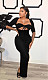 Low Cut Hollow Out Half Sleeve Skinny Evening Dress QZX-6241