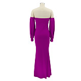 Elegant Off Shoulder Long Sleeve Slit Evening Dress SFY-2131