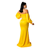 Elegant Off Shoulder Long Sleeve Slit Evening Dress SFY-2131