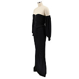 Elegant Off Shoulder Long Sleeve Slit Evening Dress SFY-2131