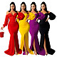 Elegant Off Shoulder Long Sleeve Slit Evening Dress SFY-2131