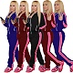 Side Striped Zipper Jacket Coat And Long Pants Set MEI-9219