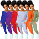 Solid Off Shoulder Long Sleeve T Shirt And Pants Set WA-77049