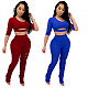 Short Sleeve Hole Crop Top Bodycon Legging Tracksuit SD-0522