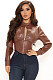Zipper Motorcycle Biker Faux PU Leather Jacket MK-3069