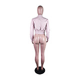 Zipper Motorcycle Biker Faux PU Leather Jacket MK-3069
