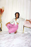 Pleated Elastic Bright PU Leather Skinny Pants BGN-220