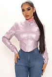 Zipper Motorcycle Biker Faux PU Leather Jacket MK-3069