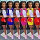 Printed Short Sleeved Baseball Jacket+Shorts Set WSY-5922