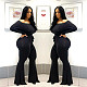 Off Shoulder Lace Up High Waist Flared Jumpsuit LSL-6384