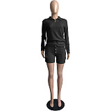 Knitted Waffle Pajamas Home Clothes Shorts Suit FSL-177
