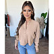 Waffle Knit Loose Long Sleeve Button Up Tops ASL-6539