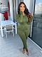 Pleated Long Sleeve Top T shirts Skinny Pants Suits TR-1183