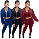 Workout Jacket Crop Top and Pants Velvet Tracksuit XMY-9333