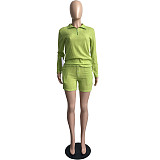 Knitted Waffle Pajamas Home Clothes Shorts Suit FSL-177