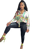 Pattern Print Single-breasted Long Sleeve Loose Shirt WSY-5923