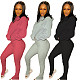 Solid Color Long Sleeve Hoodies Sweatshirt Pants Set LM-8287