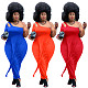 Plus Size Solid One Shoulder Long Sleeve Dress HEJ-21S6103