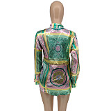 Pattern Print Single-breasted Long Sleeve Loose Shirt WSY-5923