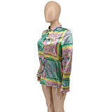 Pattern Print Single-breasted Long Sleeve Loose Shirt WSY-5923