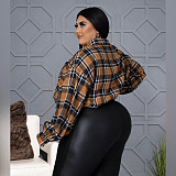 Casual Cotton Long Sleeve Plus Size Plaid Shirt ASL-7068