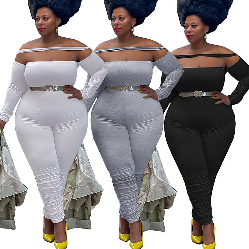 Long Sleeve Off Shoulder Plus Size Jumpsuits FSX-310
