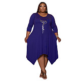 Plus Size Loose Long Sleeve Irregular Dress CN-3261