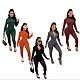 Solid Color Zipper Front Long Sleeve Fitness Jumpsuit CHY-1353