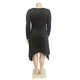 Plus Size Loose Long Sleeve Irregular Dress CN-3261