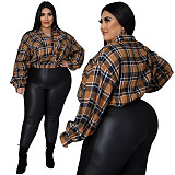 Casual Cotton Long Sleeve Plus Size Plaid Shirt ASL-7068