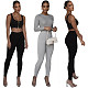 Ribbed Knit All-Match High Waist Fitness Basic Pants LSL-6401