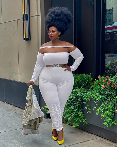 Long Sleeve Off Shoulder Plus Size Jumpsuits FSX-310