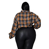 Casual Cotton Long Sleeve Plus Size Plaid Shirt ASL-7068