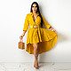 Solid Color 3/4 Sleeve Irregular Shirt Dress With Belt ZS-0420