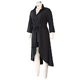 Solid Color 3/4 Sleeve Irregular Shirt Dress With Belt ZS-0420