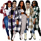 Pocket Lapel Oversized Long Plaid Woolen Coat ASL-6525