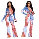 Tie Dye Flare Sleeve Crop Tops And Pants Set CN-9909
