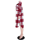 Pocket Lapel Oversized Long Plaid Woolen Coat ASL-6525