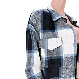 Pocket Lapel Oversized Long Plaid Woolen Coat ASL-6525