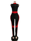 Patchwork Zipper Sleeveless Bodycon Fitness Jumpsuit MEM-88412