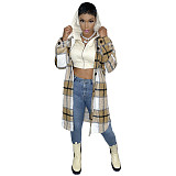 Pocket Lapel Oversized Long Plaid Woolen Coat ASL-6525