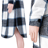 Pocket Lapel Oversized Long Plaid Woolen Coat ASL-6525