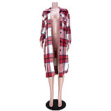 Pocket Lapel Oversized Long Plaid Woolen Coat ASL-6525