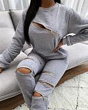 Long Sleeve T-shirt and Pencil Pants Joggers Suit TK-6122